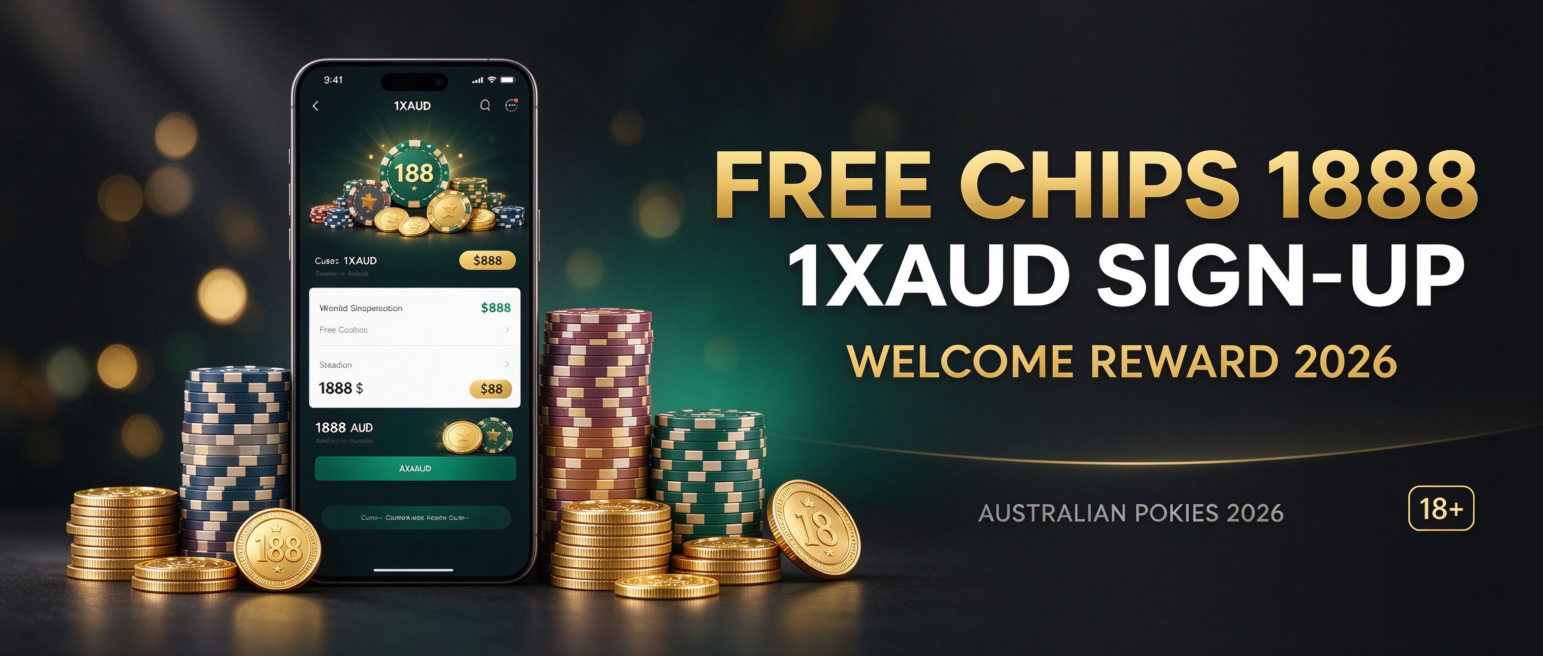 1XAUD free chips 1888 sign-up welcome reward for Australia 2026
