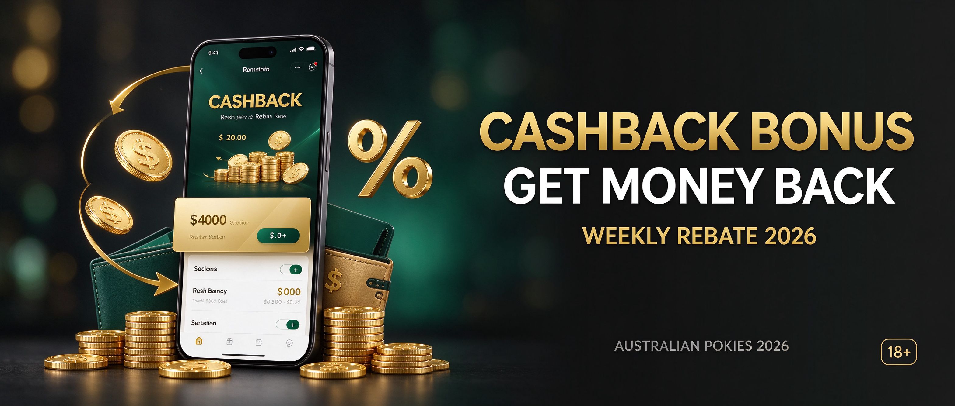 Cashback bonus, get money back with weekly rebate on Australian pokies
