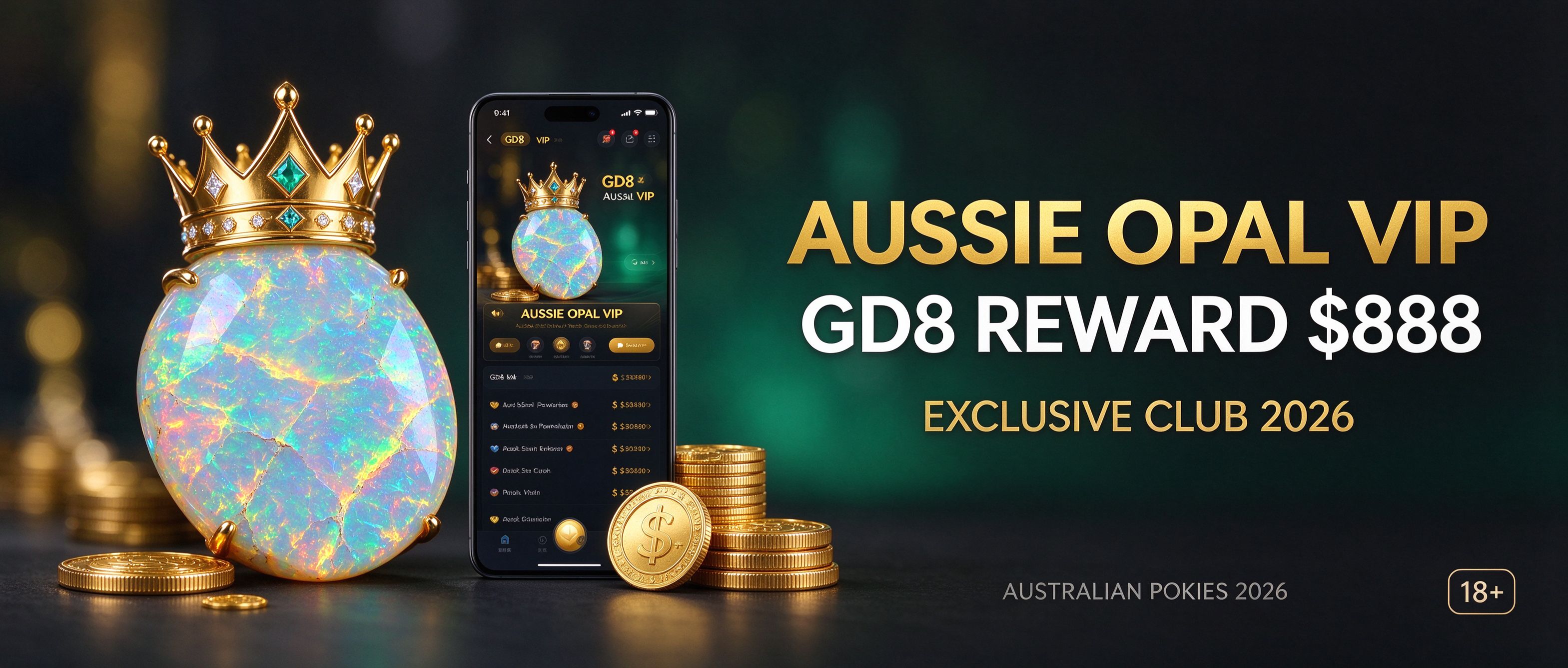 GD8 Aussie Opal VIP reward 888 dollars exclusive club 2026