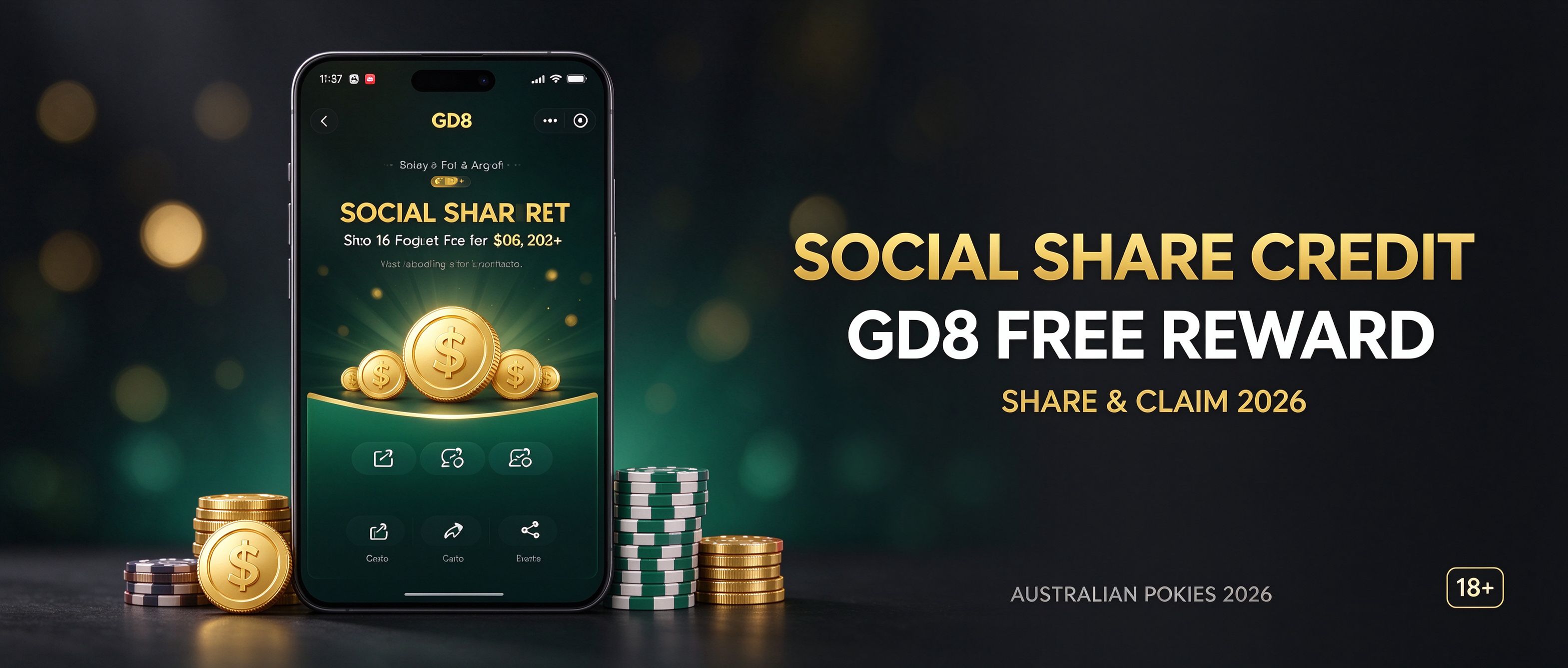 GD8 social share free credit, share and claim in Australia 2026