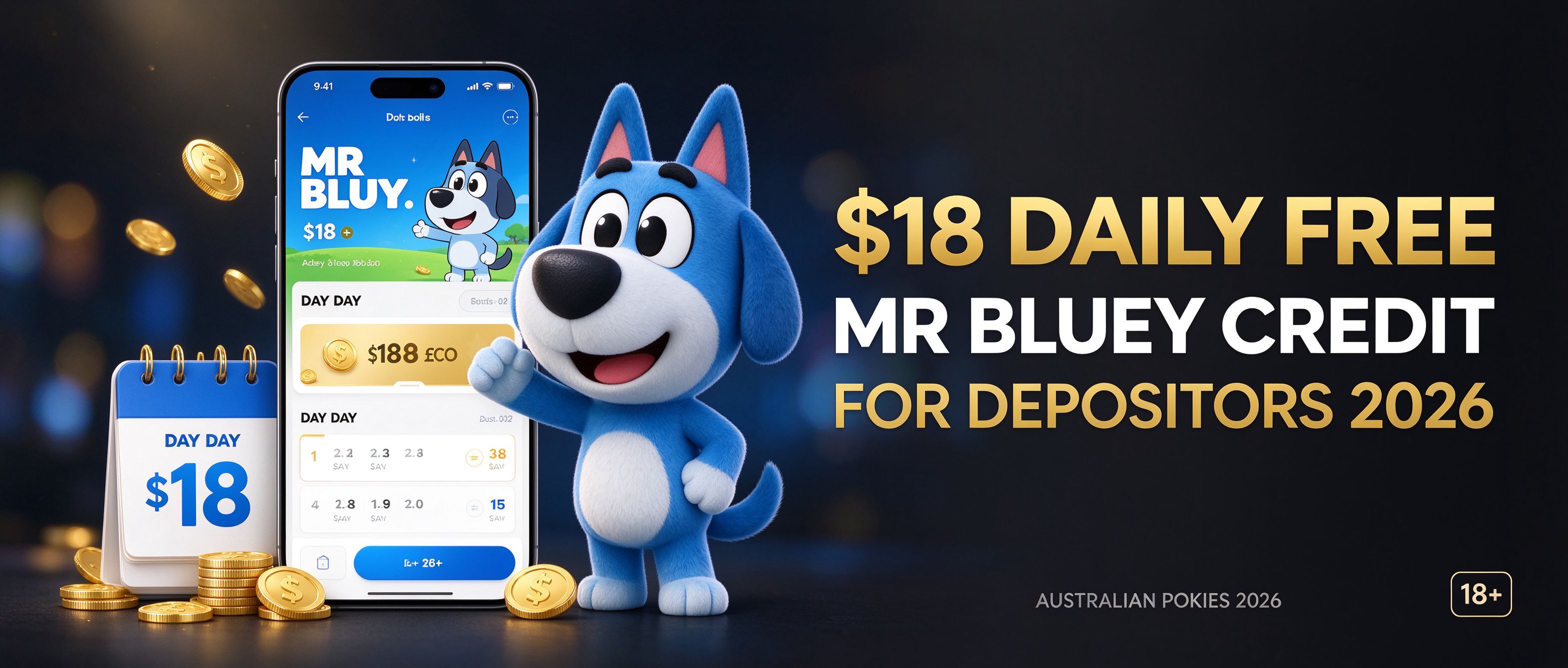 MR BLUEY 18 dollar daily free credit for depositors 2026