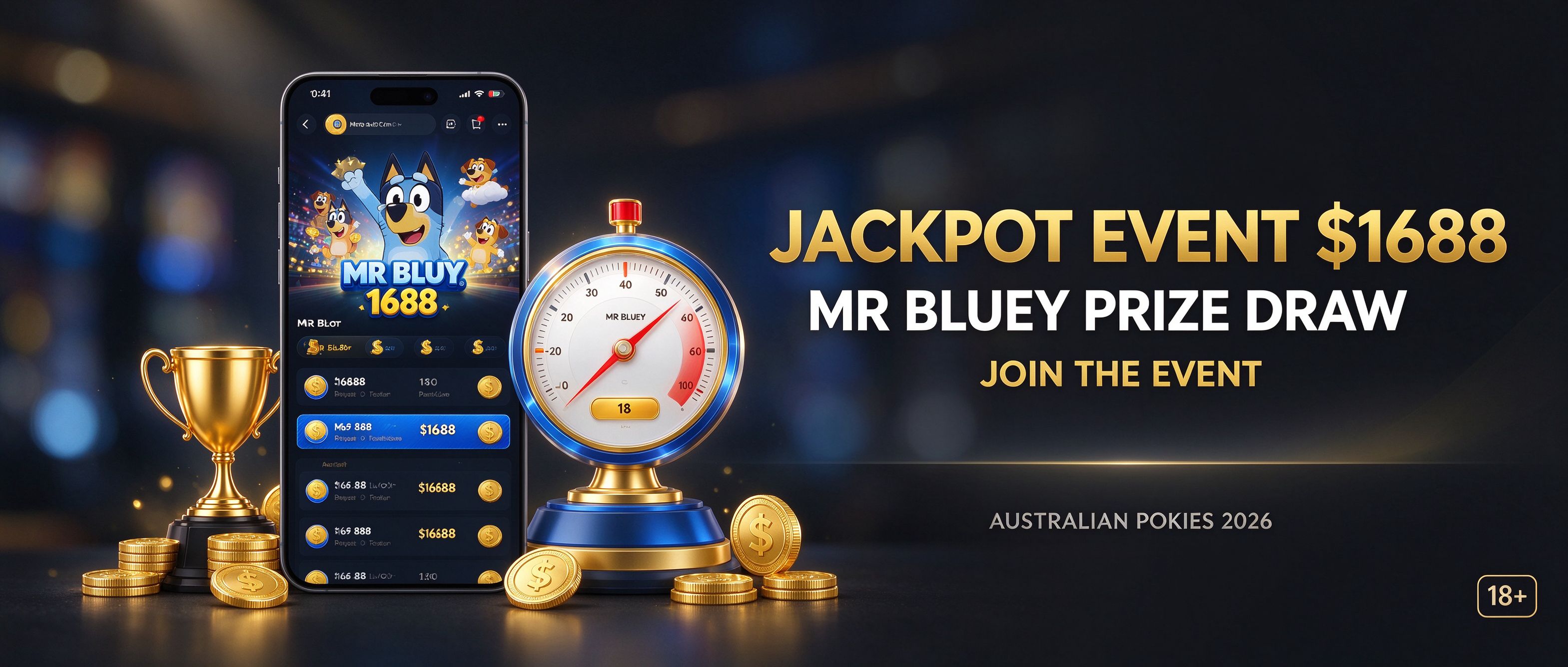 MR BLUEY jackpot event 1688 dollar prize draw, join the event