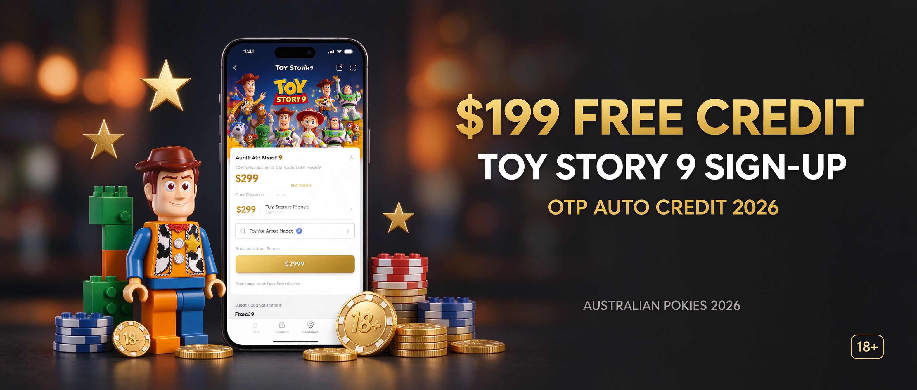 TOY STORY 9 199 dollar free credit sign-up, OTP auto credit 2026