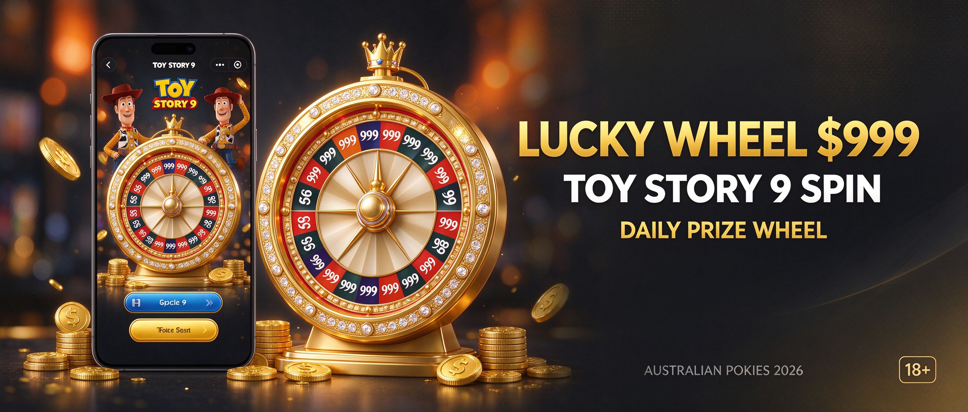 TOY STORY 9 lucky wheel up to 999 dollars daily prize wheel