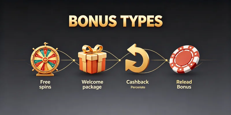 Pokie bonus types explained - free spins, no deposit chips, match and cashback bonuses